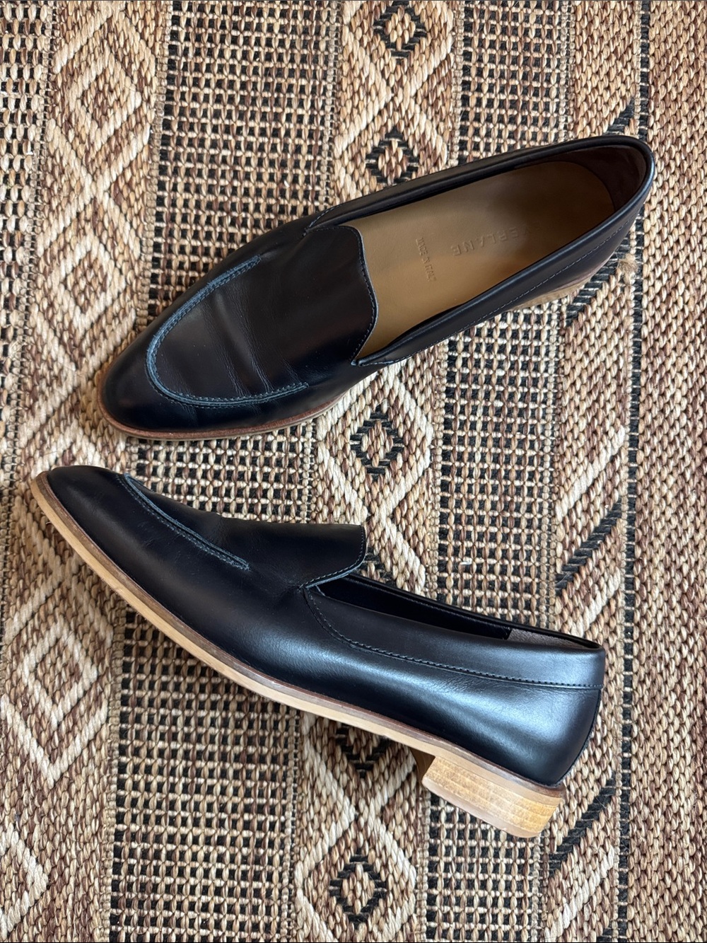 EVERLANE The Modern Pointed Toe Italian Leather Loafers Black Size 8